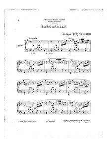 Partition complète, Barcarolle, Op.15, F major, Chandelier, Albert