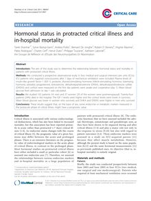 Hormonal status in protracted critical illness and in-hospital mortality