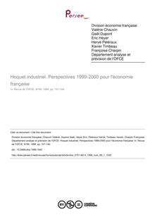 Hoquet industriel. Perspectives 1999-2000 pour l économie française - article ; n°1 ; vol.69, pg 107-144