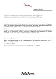 Responsabilité des tiers dans la faillite en Argentine - article ; n°3 ; vol.42, pg 941-954