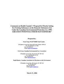 Health Canada GPE proposal - ENGO comment