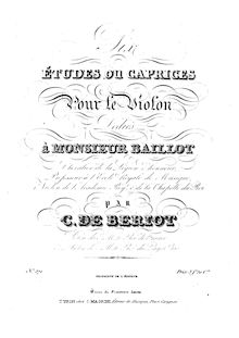 Partition de violon, 6 Caprices, Bériot, Charles-Auguste de