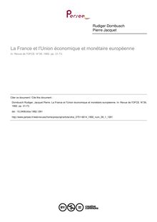 La France et l Union économique et monétaire européenne - article ; n°1 ; vol.39, pg 31-73