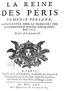 Partition Libretto - Title et Prologue, La Reine des Péris, Aubert, Jacques