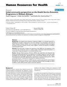 Initial community perspectives on the Health Service Extension Programme in Welkait, Ethiopia