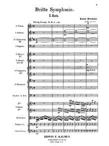 Partition complète, Symphony No.3 en D minor, Dritte Symphonie, D minor par Anton Bruckner