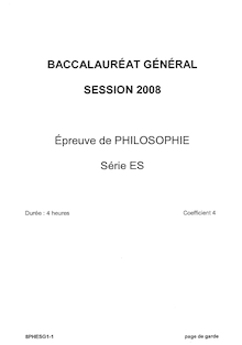 Sujet du bac ES 2008: Philosophie