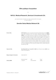 Offre publique d acquisition M.R.S.I. Medical Research, Services ...