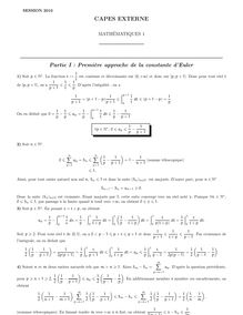 Partie I Première approche de la constante d Euler