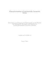 Characterization of intrinsically harmonic forms [Elektronische Ressource] / vorgelegt von Evgeny Volkov