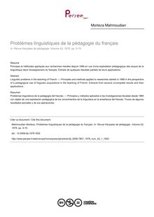 Problèmes linguistiques de la pédagogie du français - article ; n°1 ; vol.42, pg 5-15