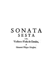 Partition Sonata No.6 en A minor, 12 sonates pour violon, viole de gambe et Continuo