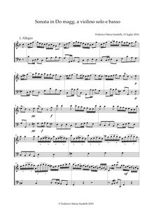 Partition complète, Sonata en Do magg. per violon e bc, C major