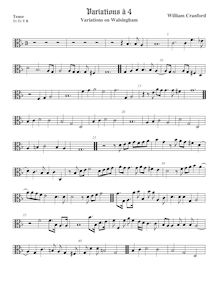 Partition ténor viole de gambe, alto clef, Walsingham Variations