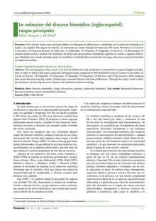 La redacción del discurso biomédico (inglés-español): rasgos principales (English-Spanish biomedical discourse: Main features)