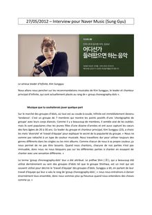 Mai 2012 - Interview de Sung Gyu pour Naver Music