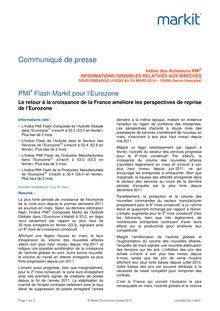 Accroissement de l activité privée en France : communiqué Markit