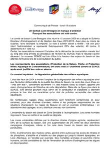 Communiqué de Presse - lundi 19 octobre Un SDAGE Loire ...