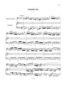 Partition complète, 3 sonates pour viole de gambe et clavecin, Bach, Johann Sebastian par Johann Sebastian Bach