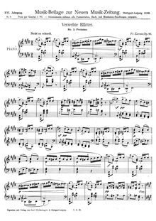 Partition No.3 - Frohsinn, Verwehte Blätter, Op.10, Zierau, Fritz