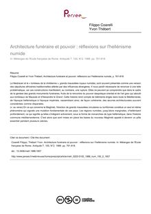 Architecture funéraire et pouvoir : réflexions sur l hellénisme numide - article ; n°2 ; vol.100, pg 761-818