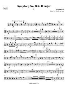 Partition altos, Symphony Hob.I:70, D major, Symphony VII, Haydn, Joseph