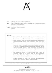 Titre directive n° 2007 16 du 3 avril 2007 objet