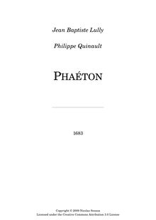 Partition complète, Phaëton, LWV 61, Lully, Jean-Baptiste par Jean-Baptiste Lully