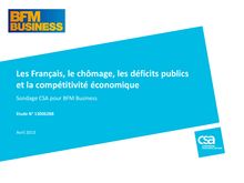Sondage CSA : Les Français, le chômage, les déficits publics  et la compétitivité économique