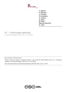 — Psychologie appliquée - compte-rendu ; n°1 ; vol.54, pg 246-267