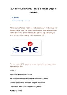 2013 Results: SPIE Takes a Major Step in Growth