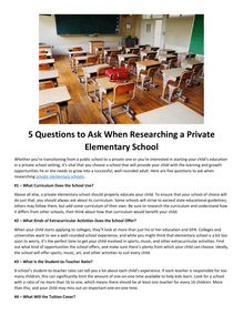 5 Questions to Ask When Researching a Private Elementary School