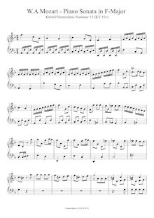 Partition Piano Sonata en F major, K.15v, pour London Sketchbook