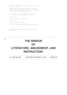 The Mirror of Literature, Amusement, and Instruction - Volume 17, No. 469, January 1, 1831