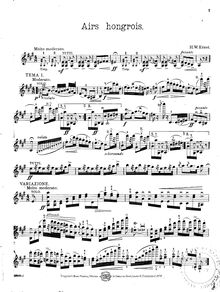 Partition de violon, Airs Hongrois Variés, Ernst, Heinrich Wilhelm