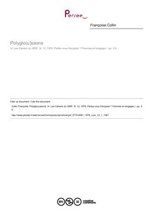 Polyglo(u)ssons - article ; n°1 ; vol.12, pg 3-9