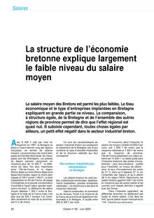 La structure de l économie bretonne explique largement le faible niveau du salaire (Octant n° 82)