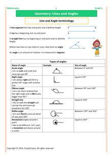 Grade 5 Maths: Geometry - Lines And Angles