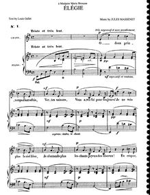 Partition complète (E minor: medium voix et piano), Élégie