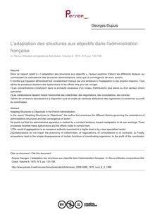 L adaptation des structures aux objectifs dans l administration française - article ; n°3 ; vol.6, pg 133-158