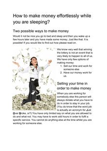 How to make money effortlessly while you are sleeping?