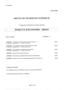 Economie - Droit 2006 BTS Commerce international à référentiel Européen