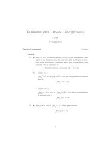 Corrigé du bac S 2010: Mathématique Obligatoire