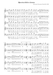 Partition Score avec alto notation pour enregistrements  D1 D2 Tr1 Tr1 (Te) B, Questa dolce sirena