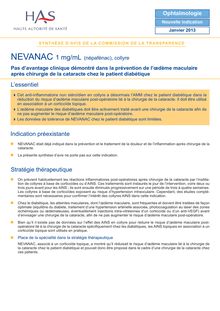 NEVANAC 1 mgmL (népafénac), collyre - NEVANAC 23012013 SYNTHESE CT12625