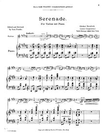 Partition de piano, Serenade, Nováček, Ottokar