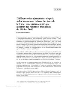 Différence des ajustements de prix à des hausses ou baisses des taux de la TVA : un examen empirique à partir des réformes françaises de 1995 et 2000 - article ; n°1 ; vol.413, pg 3-20