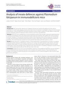 Analysis of innate defences against Plasmodium falciparumin immunodeficient mice
