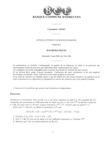 Mathématiques I 2006 Classe Prepa B/L ESSEC
