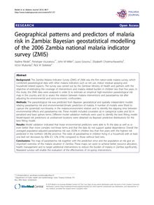 Geographical patterns and predictors of malaria risk in Zambia: Bayesian geostatistical modelling of the 2006 Zambia national malaria indicator survey (ZMIS)
